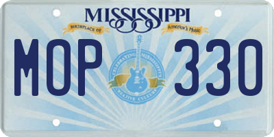 MS license plate MOP330