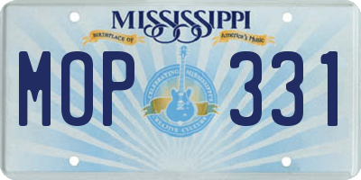 MS license plate MOP331