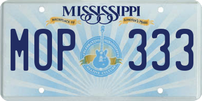 MS license plate MOP333