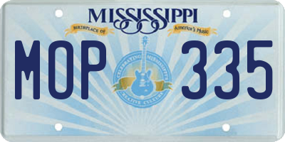 MS license plate MOP335