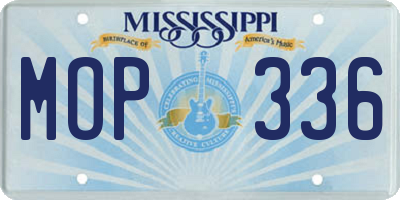 MS license plate MOP336