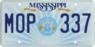 MS license plate MOP337