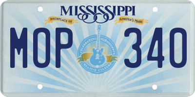 MS license plate MOP340