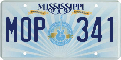 MS license plate MOP341