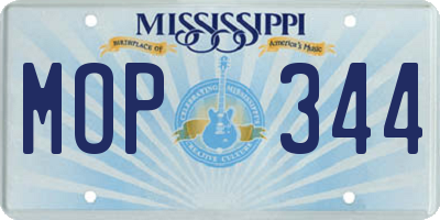 MS license plate MOP344