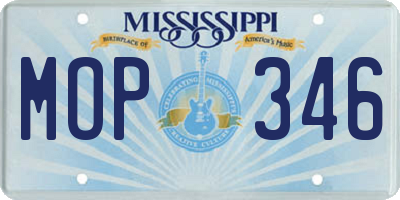 MS license plate MOP346