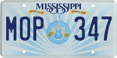 MS license plate MOP347