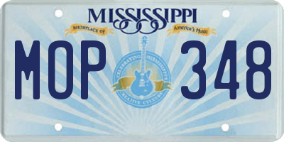 MS license plate MOP348