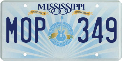 MS license plate MOP349