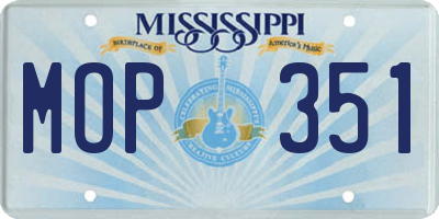MS license plate MOP351