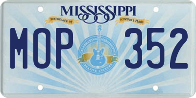 MS license plate MOP352