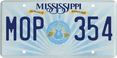 MS license plate MOP354