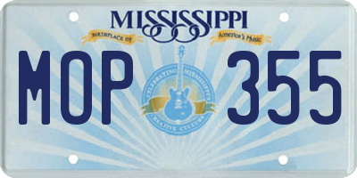 MS license plate MOP355