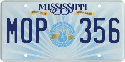 MS license plate MOP356