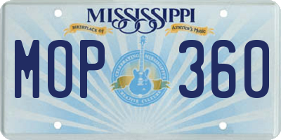 MS license plate MOP360