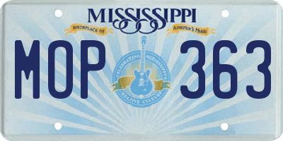 MS license plate MOP363