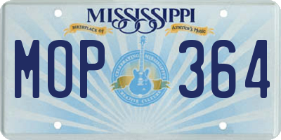 MS license plate MOP364