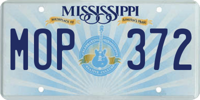 MS license plate MOP372