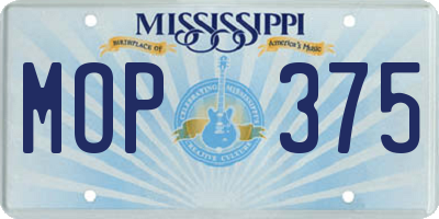 MS license plate MOP375