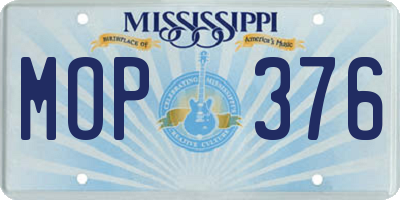 MS license plate MOP376