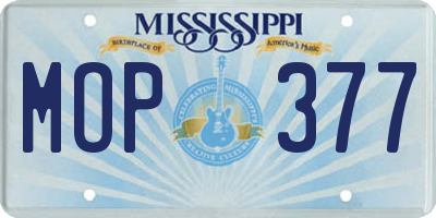 MS license plate MOP377
