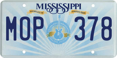 MS license plate MOP378