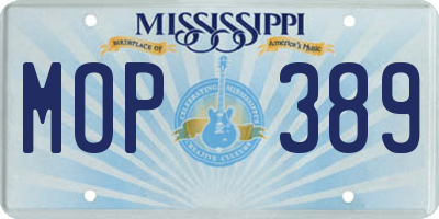 MS license plate MOP389