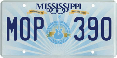 MS license plate MOP390