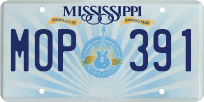 MS license plate MOP391