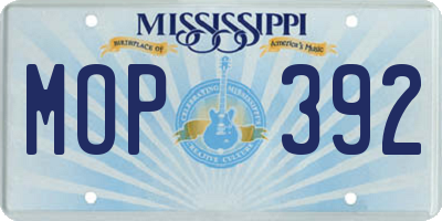 MS license plate MOP392