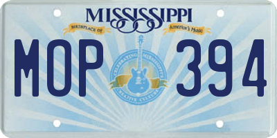 MS license plate MOP394