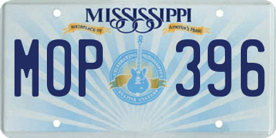 MS license plate MOP396
