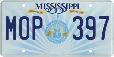 MS license plate MOP397