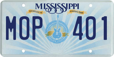 MS license plate MOP401