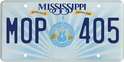 MS license plate MOP405