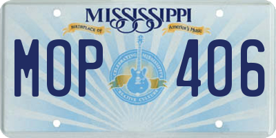 MS license plate MOP406