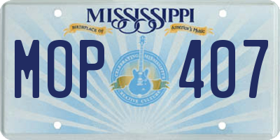 MS license plate MOP407