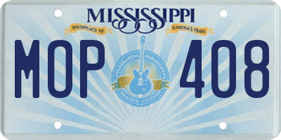 MS license plate MOP408
