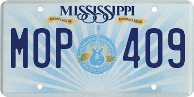 MS license plate MOP409