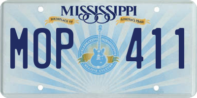 MS license plate MOP411