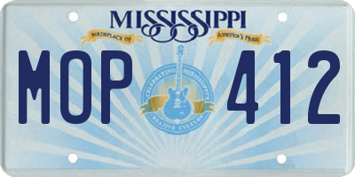 MS license plate MOP412