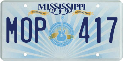 MS license plate MOP417