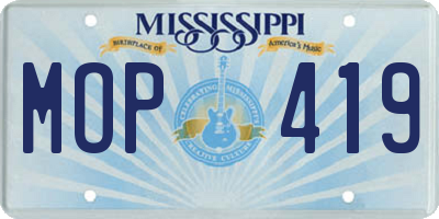 MS license plate MOP419