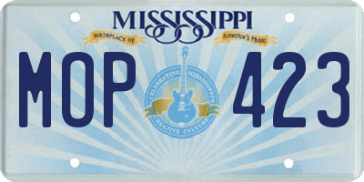 MS license plate MOP423