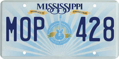 MS license plate MOP428