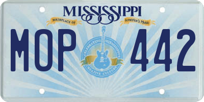 MS license plate MOP442
