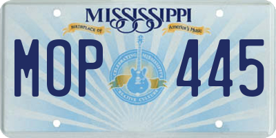 MS license plate MOP445