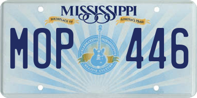 MS license plate MOP446