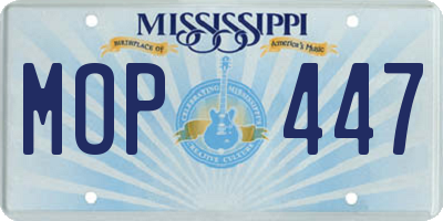 MS license plate MOP447