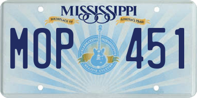 MS license plate MOP451